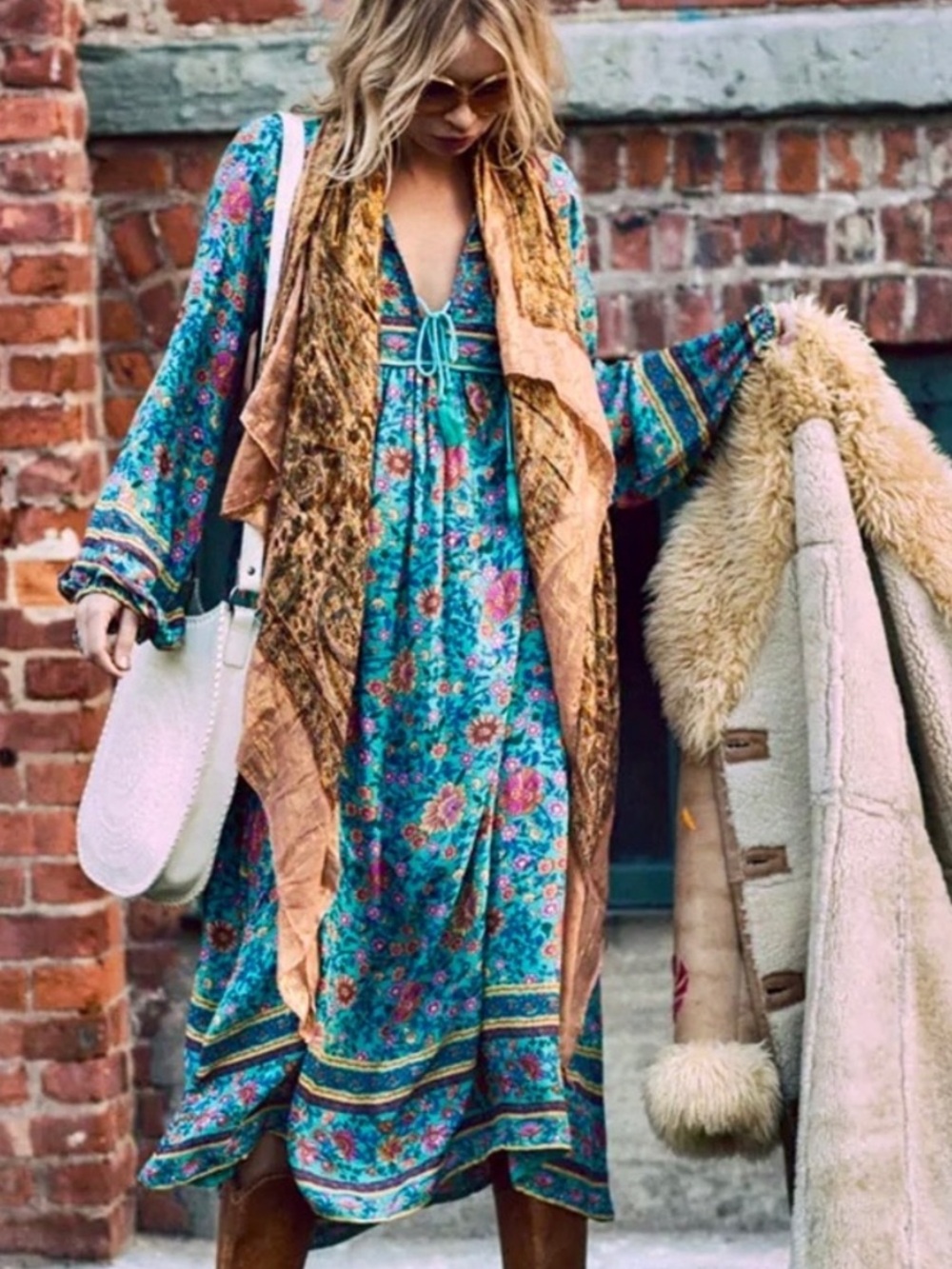 πΊπHPππΊ NWT Spell & The Gypsy Folk Town Boho Midi Dress - Picture 5 of 16